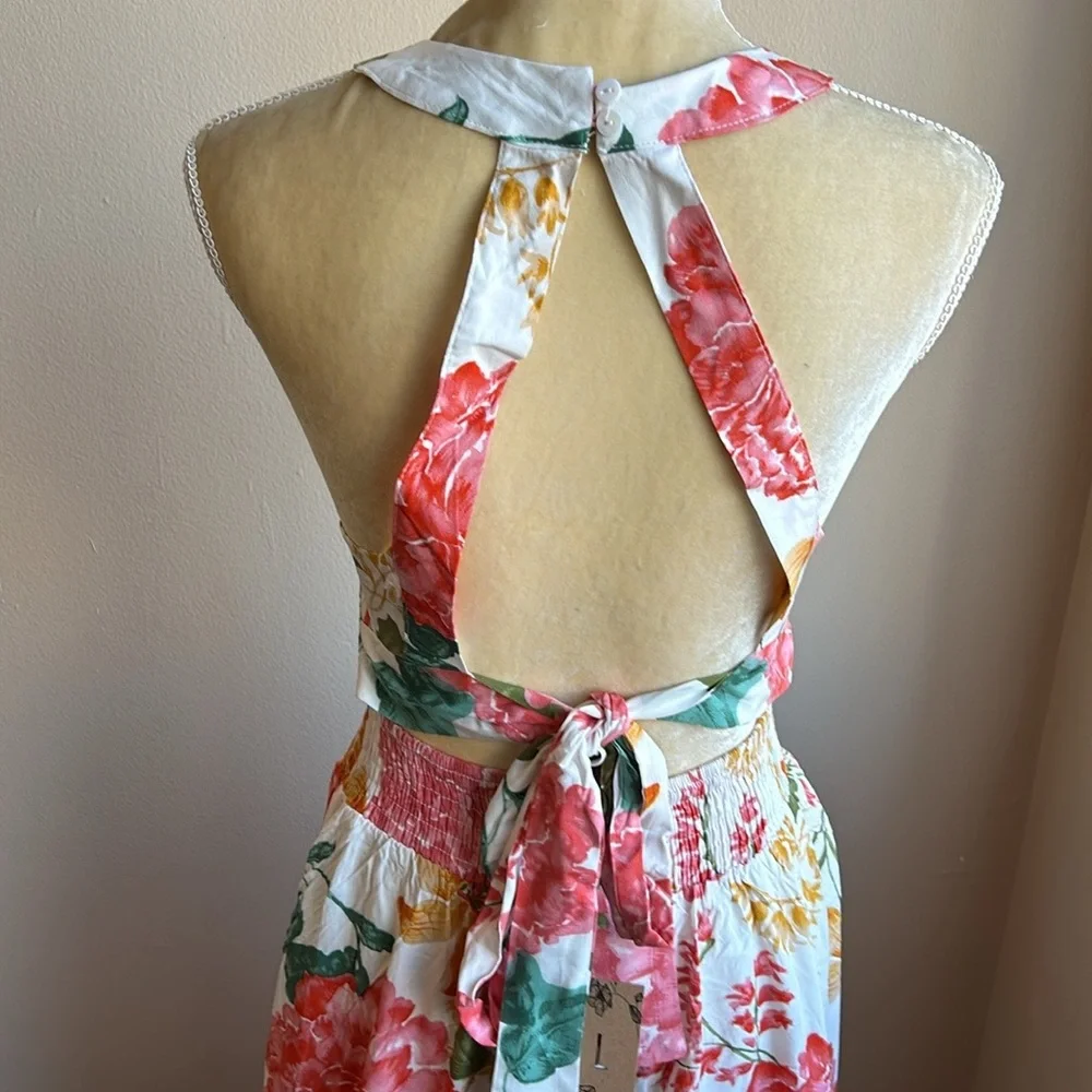 Abel the Label Anthropologie Floral Maxi Dress NWT Sexy Back sz L - Picture 4 of 5